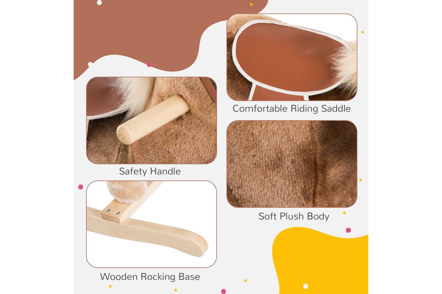 Homcom 330-091 Kids Rocking Horse | Brown-4