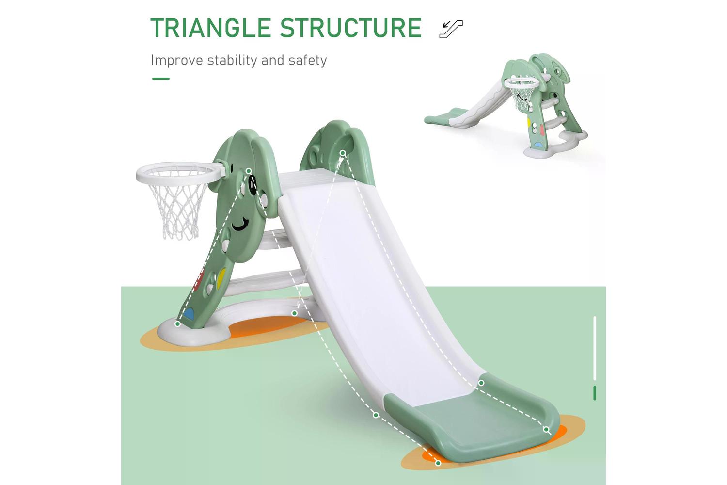 Homcom 331-004GN Freestanding Slider Playset-4