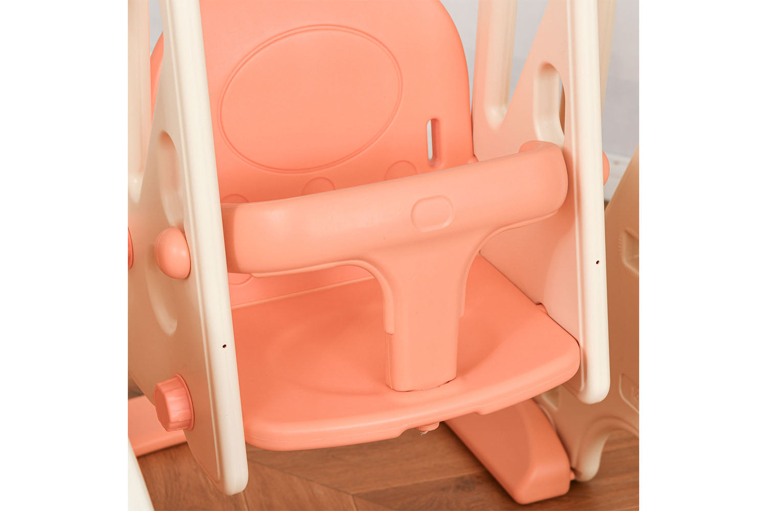 Homcom 331-014 3 in 1 Kid Slide and Swing Set Activity Center with Basketball | Pink-5