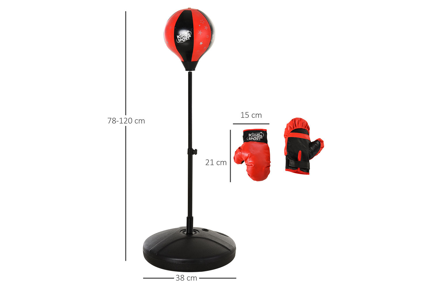 Homcom 340-002 Teens PVC Freestanding Rebound Spring Punch Bag | Black/Red-6
