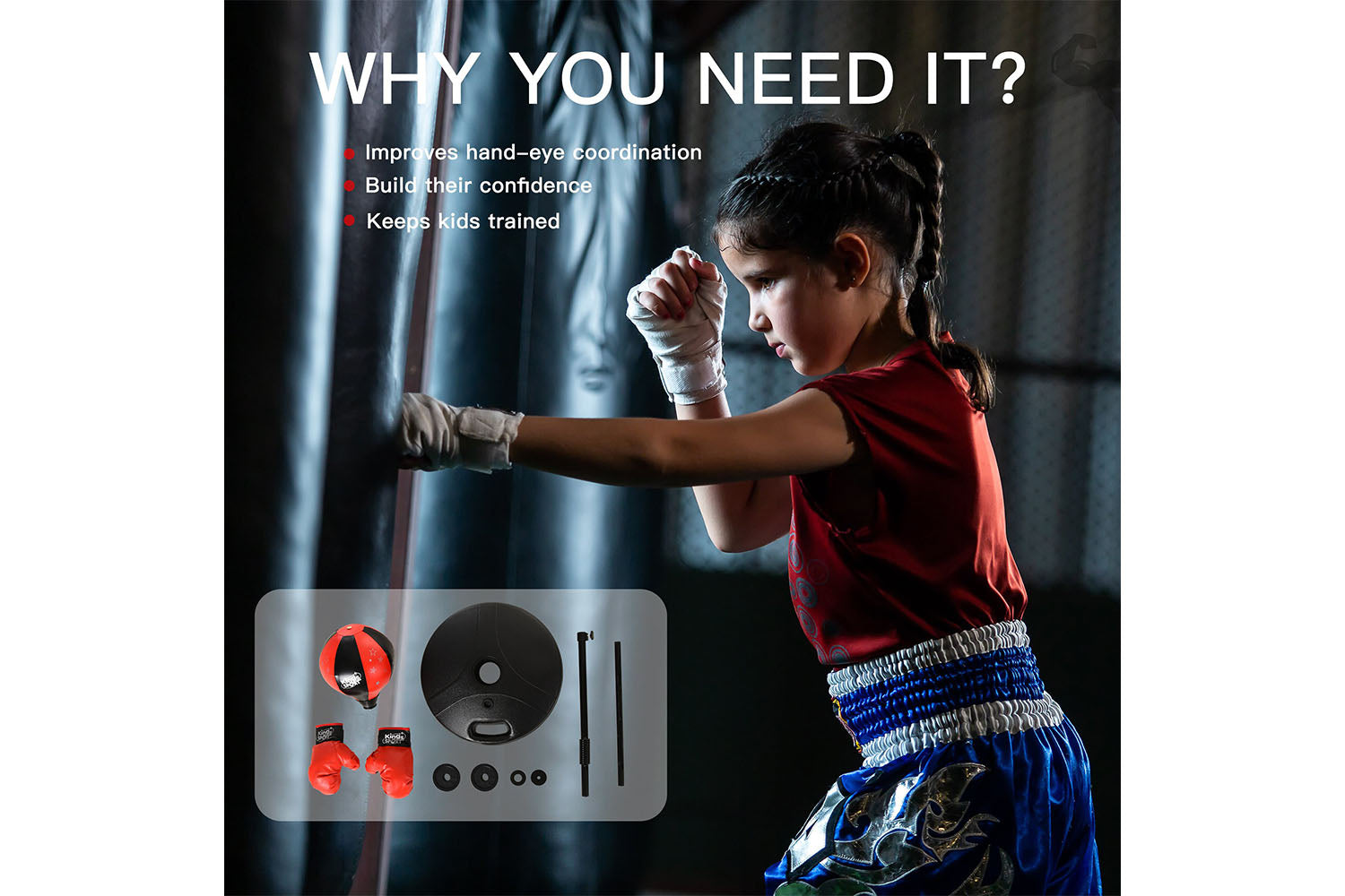 Homcom 340-002 Teens PVC Freestanding Rebound Spring Punch Bag | Black/Red-3