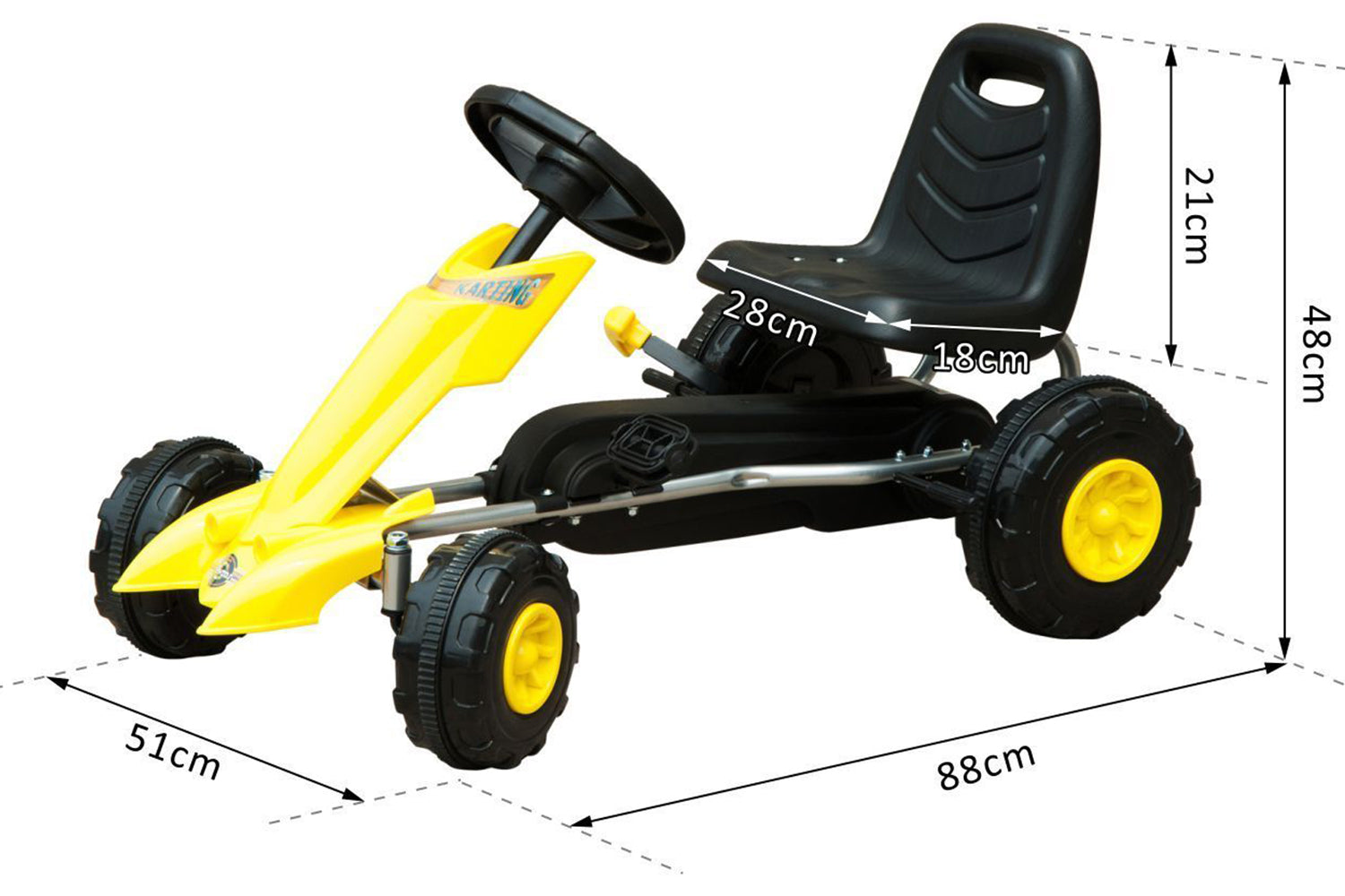 Homcom 341-005 Kids Pedal Cart Kettler Go Kart | Yellow/Black-5