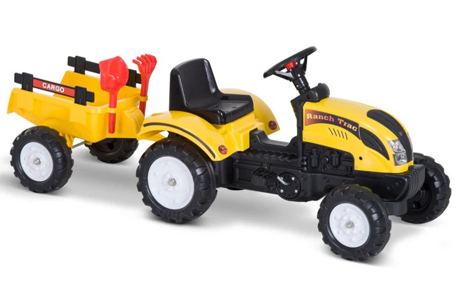 Homcom 341-017 Kids Pedal Tractor with Trailer Excavator | Yellow/Black