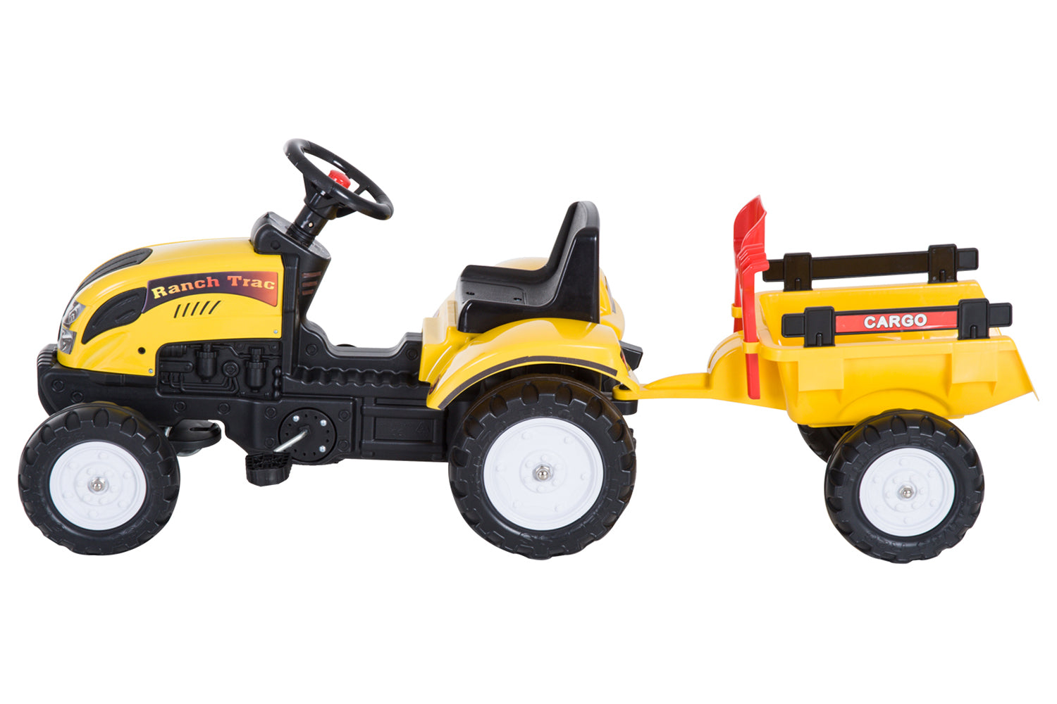 Homcom 341-017 Kids Pedal Tractor with Trailer Excavator | Yellow/Black-5