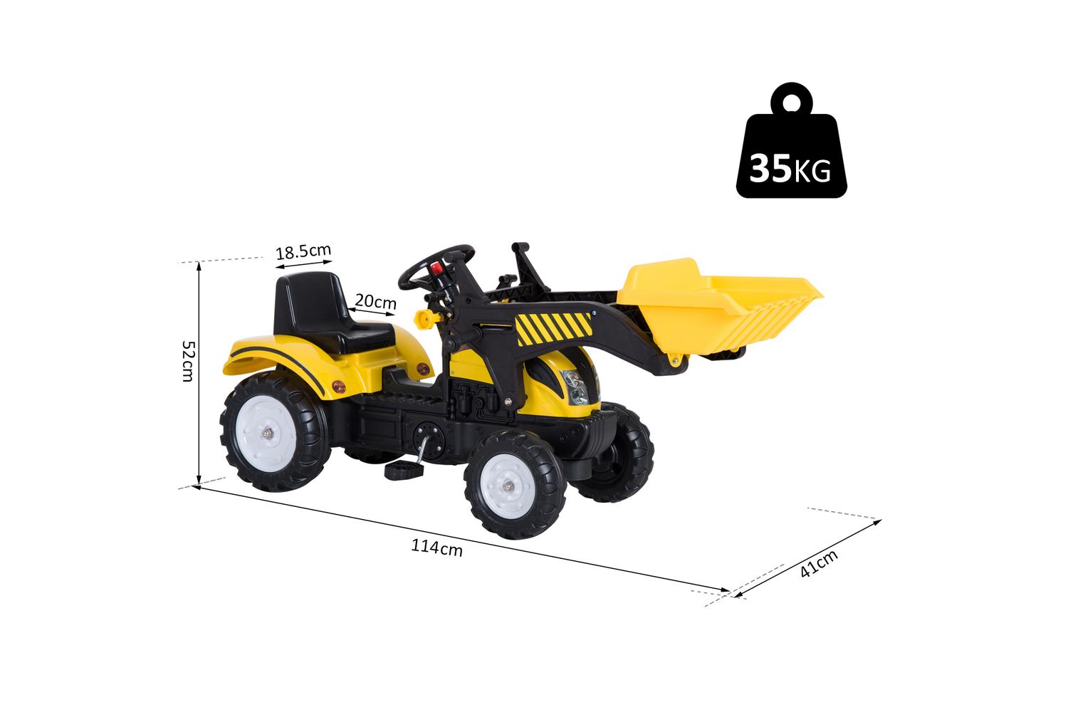 Homcom 341-018 Pedal Go Kart Digger On Four Wheels  | Yellow/Black-2
