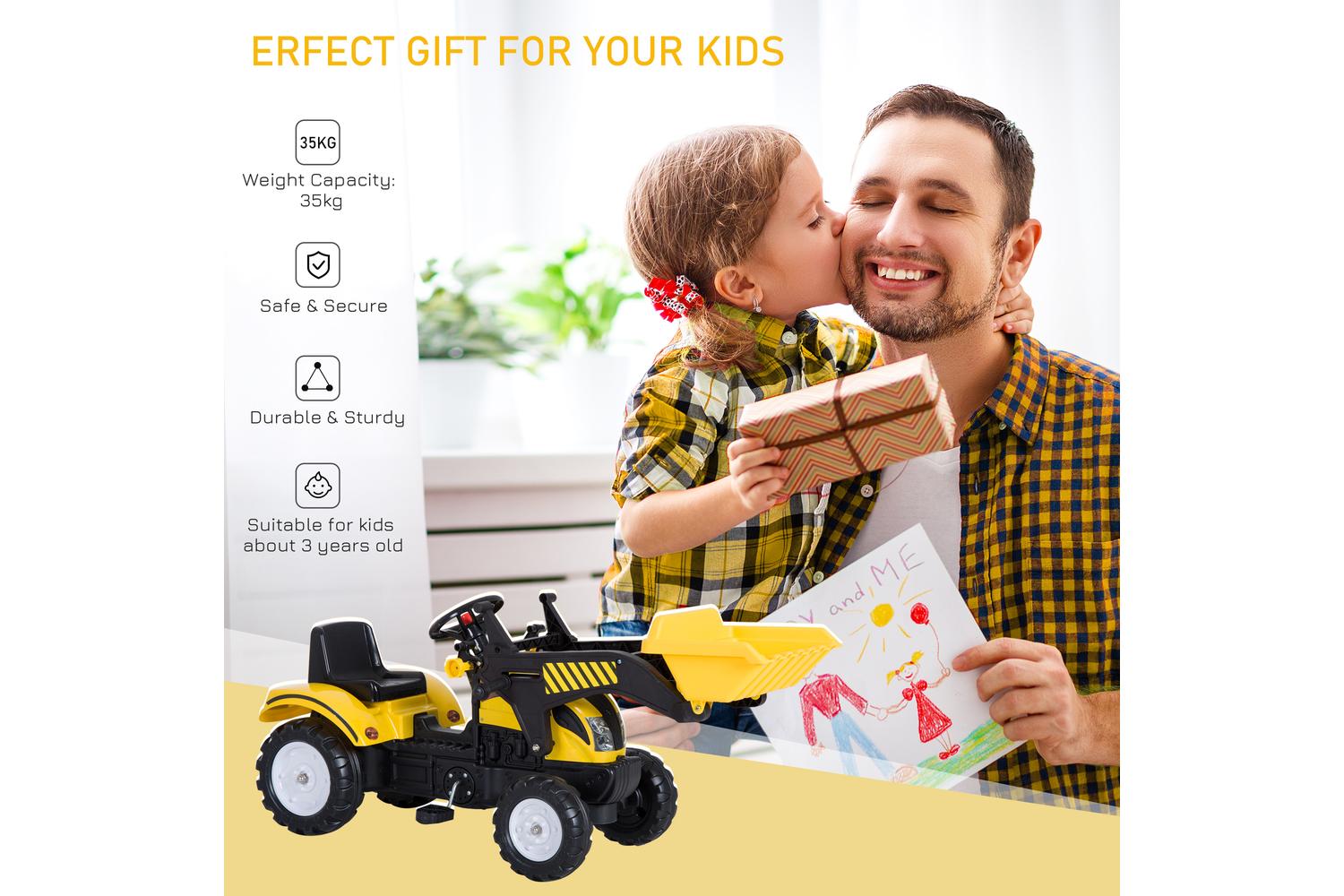 Homcom 341-018 Pedal Go Kart Digger On Four Wheels  | Yellow/Black-5