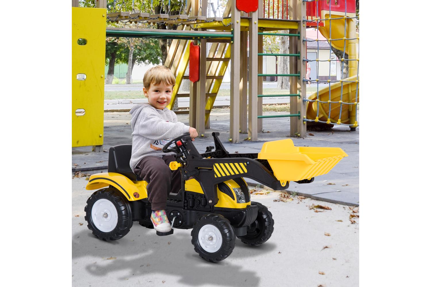 Homcom 341-018 Pedal Go Kart Digger On Four Wheels  | Yellow/Black-9
