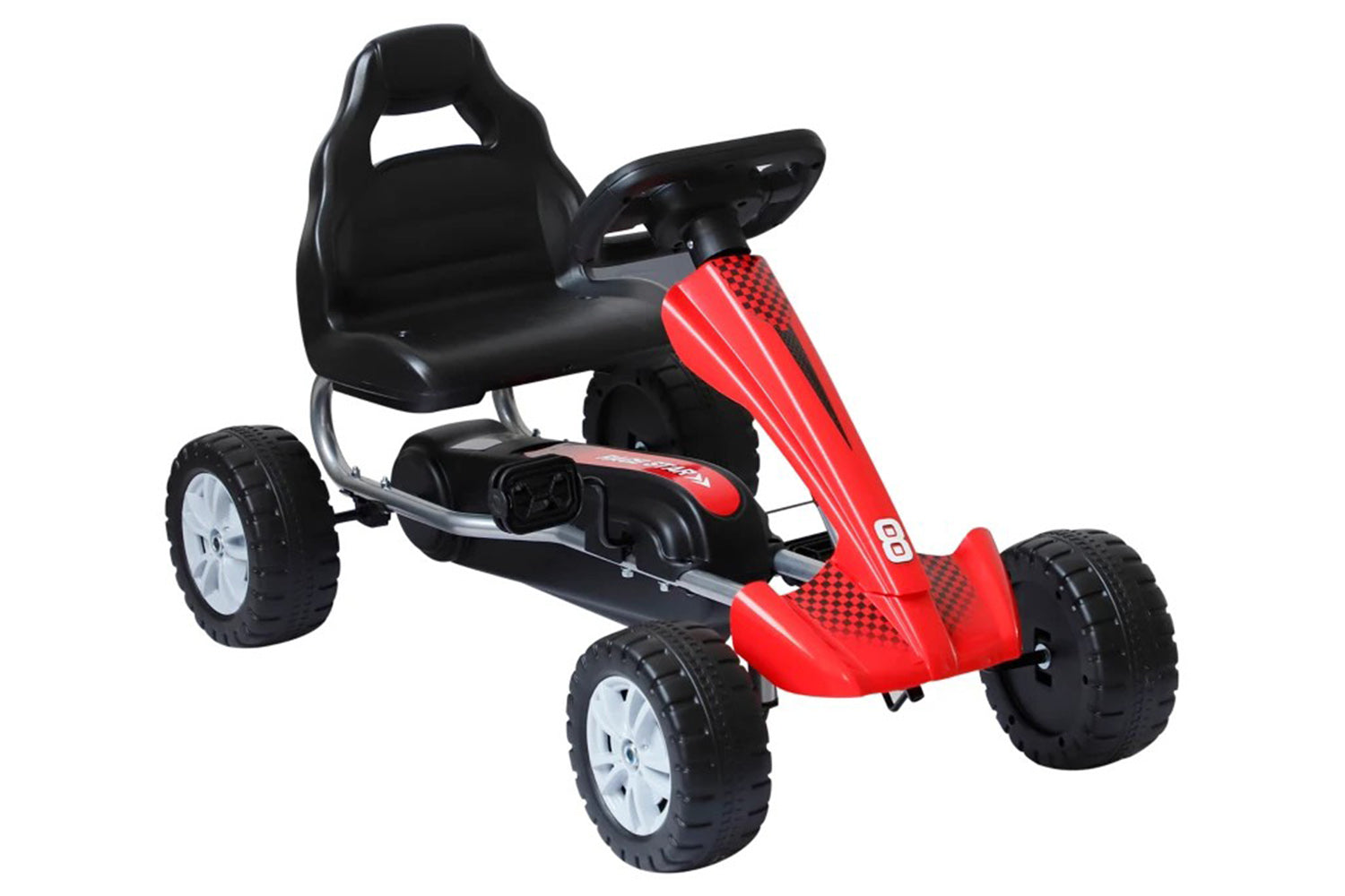 Homcom 341-027 Pedal Go Kart Children Manual Racing Wheel Rider | Red/Black-5