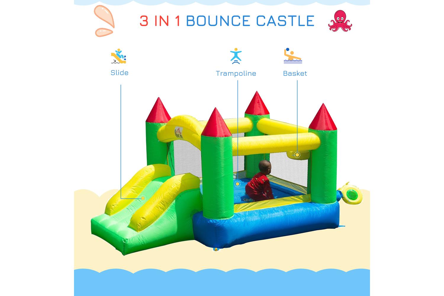 Homcom 342-003 Nylon Inflatable Bouncy Castle | Multi-Colour-3