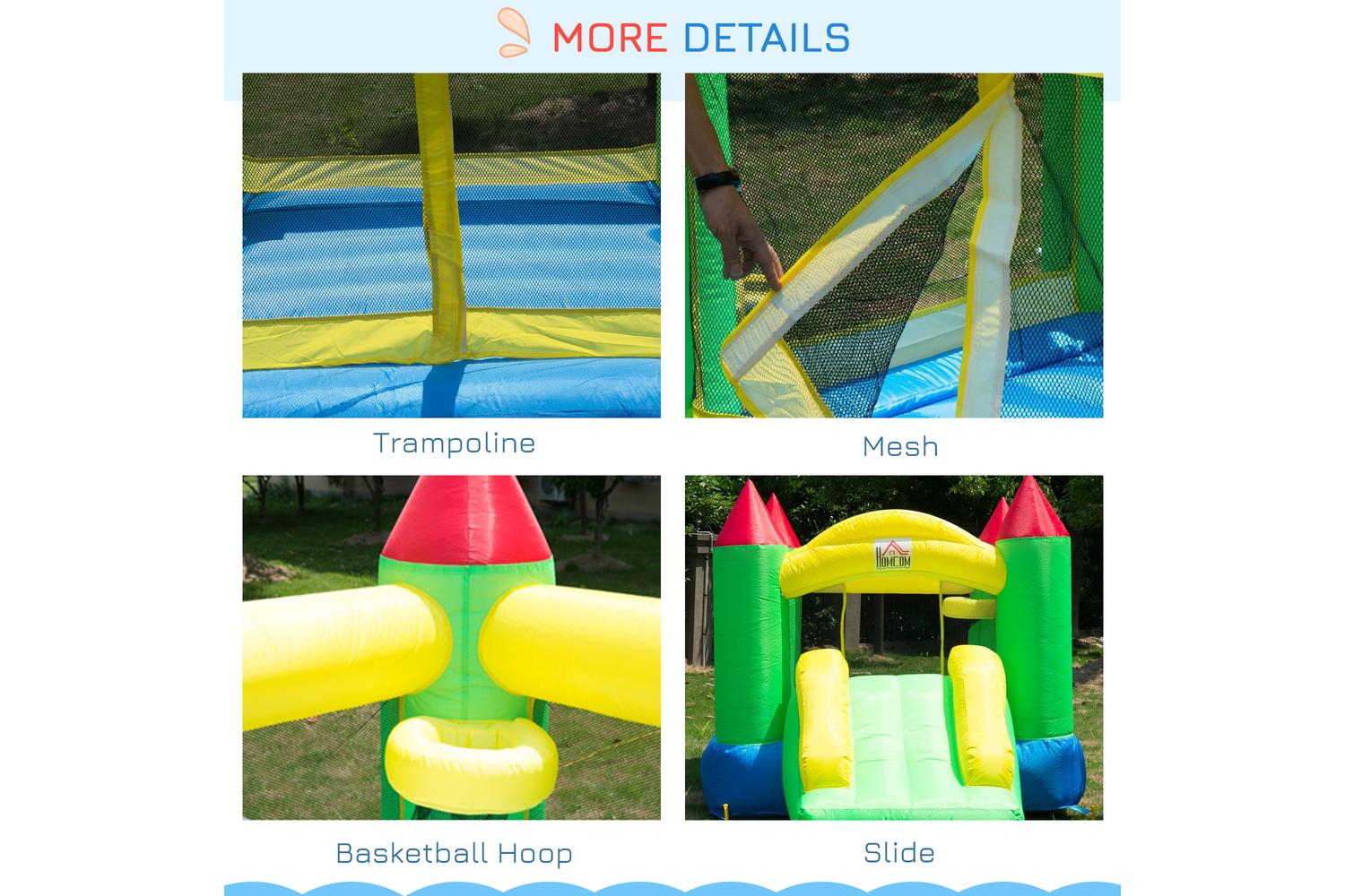 Homcom 342-003 Nylon Inflatable Bouncy Castle | Multi-Colour-5