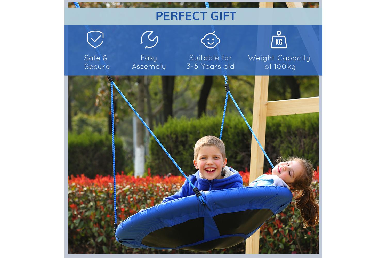 Homcom 344-005 Kids Round Tree Swing | Blue-3