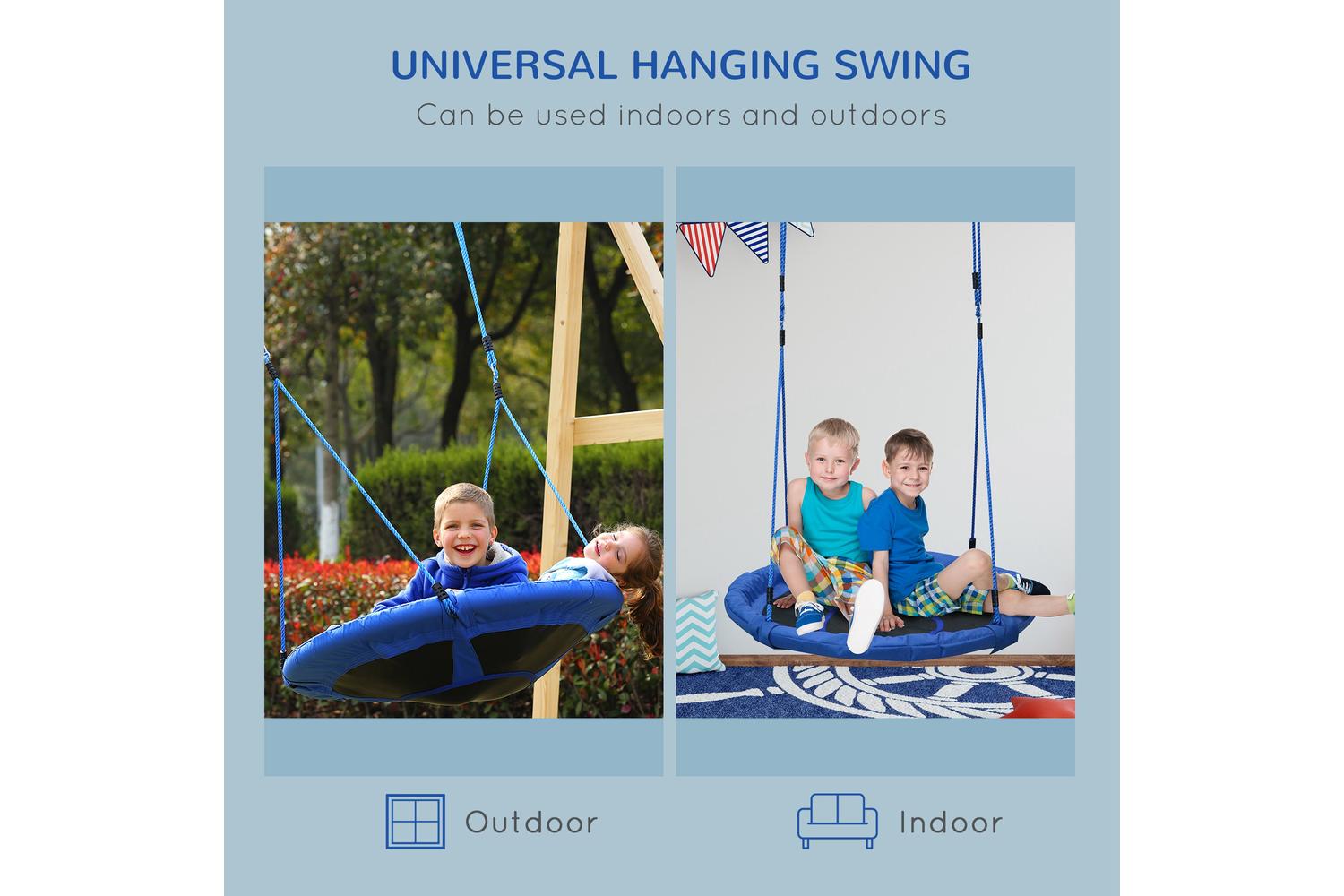 Homcom 344-005 Kids Round Tree Swing | Blue-4