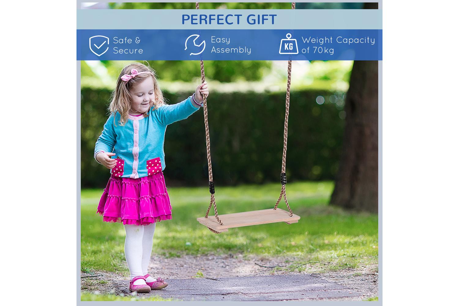 Homcom 344-010 Wooden Garden Swing Seat for Adults & Kids | Natural Wood Colour-2