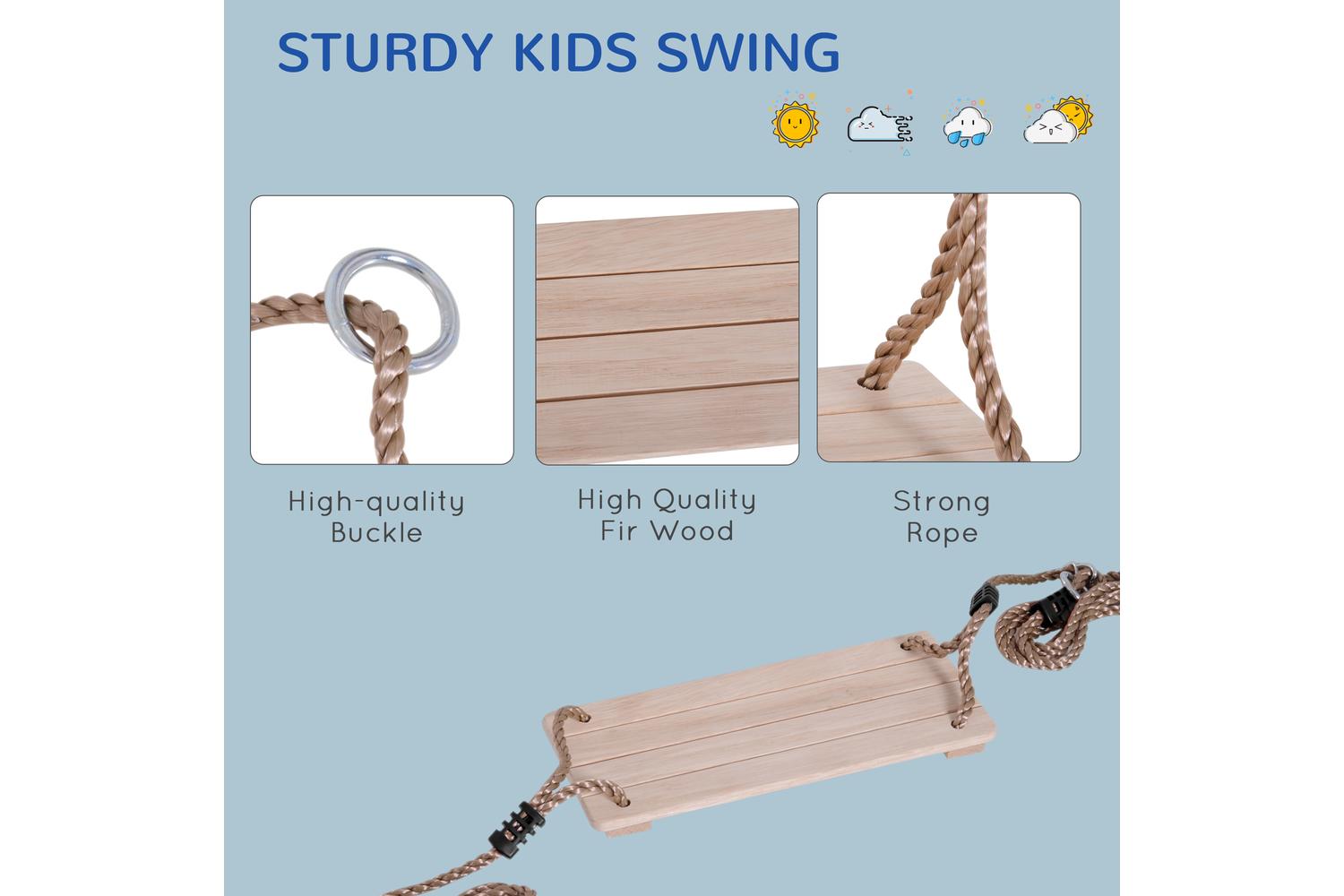 Homcom 344-010 Wooden Garden Swing Seat for Adults & Kids | Natural Wood Colour-4