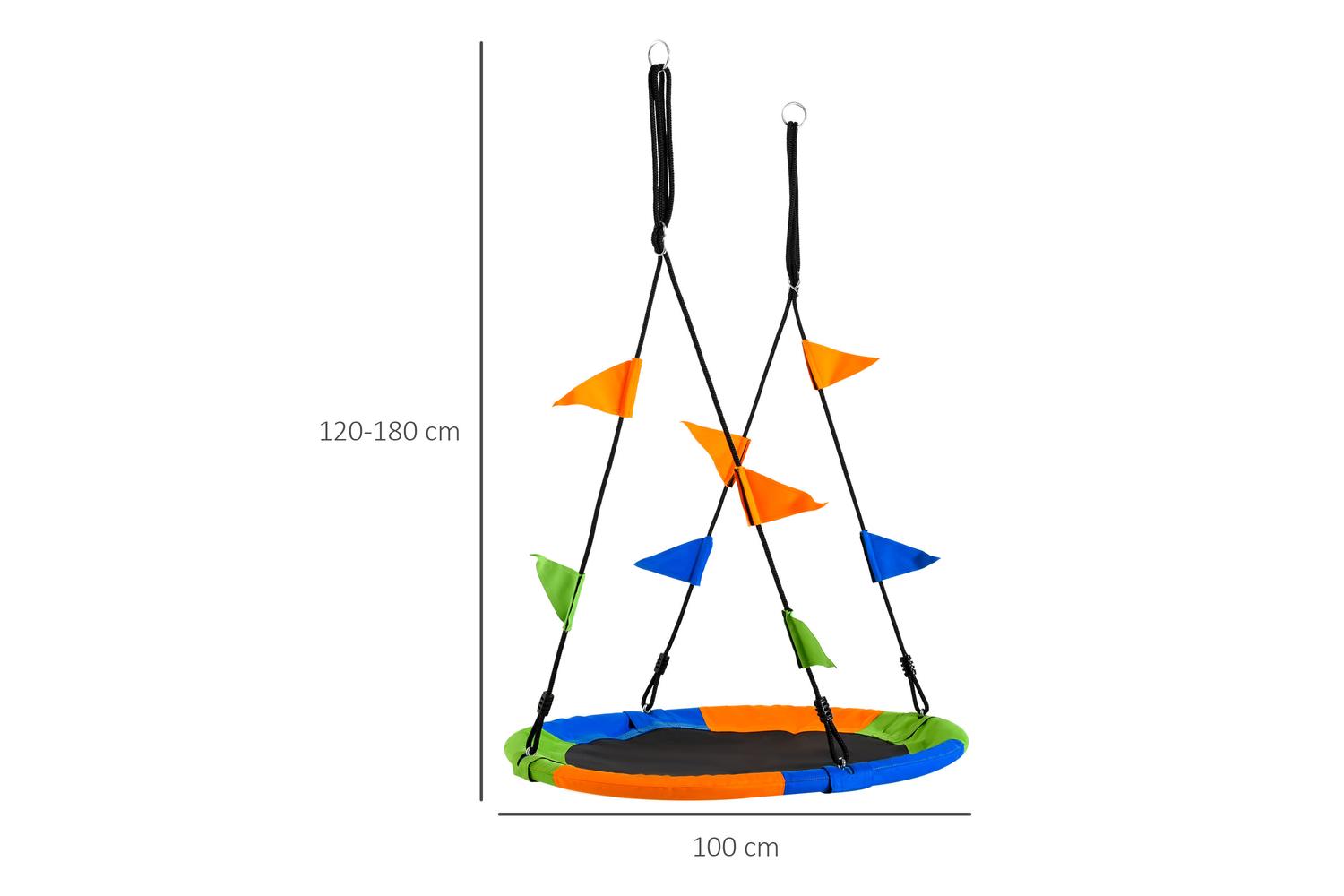 Outsunny 344-031 Saucer Tree Swing Set with Adjustable Rope | Blue/Green/Orange-2