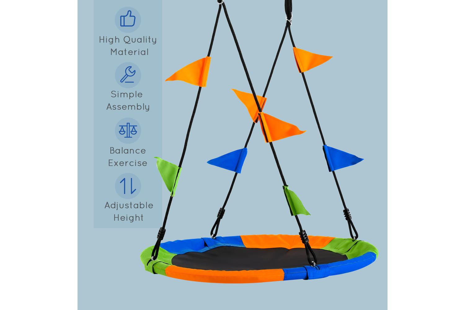 Outsunny 344-031 Saucer Tree Swing Set with Adjustable Rope | Blue/Green/Orange-4