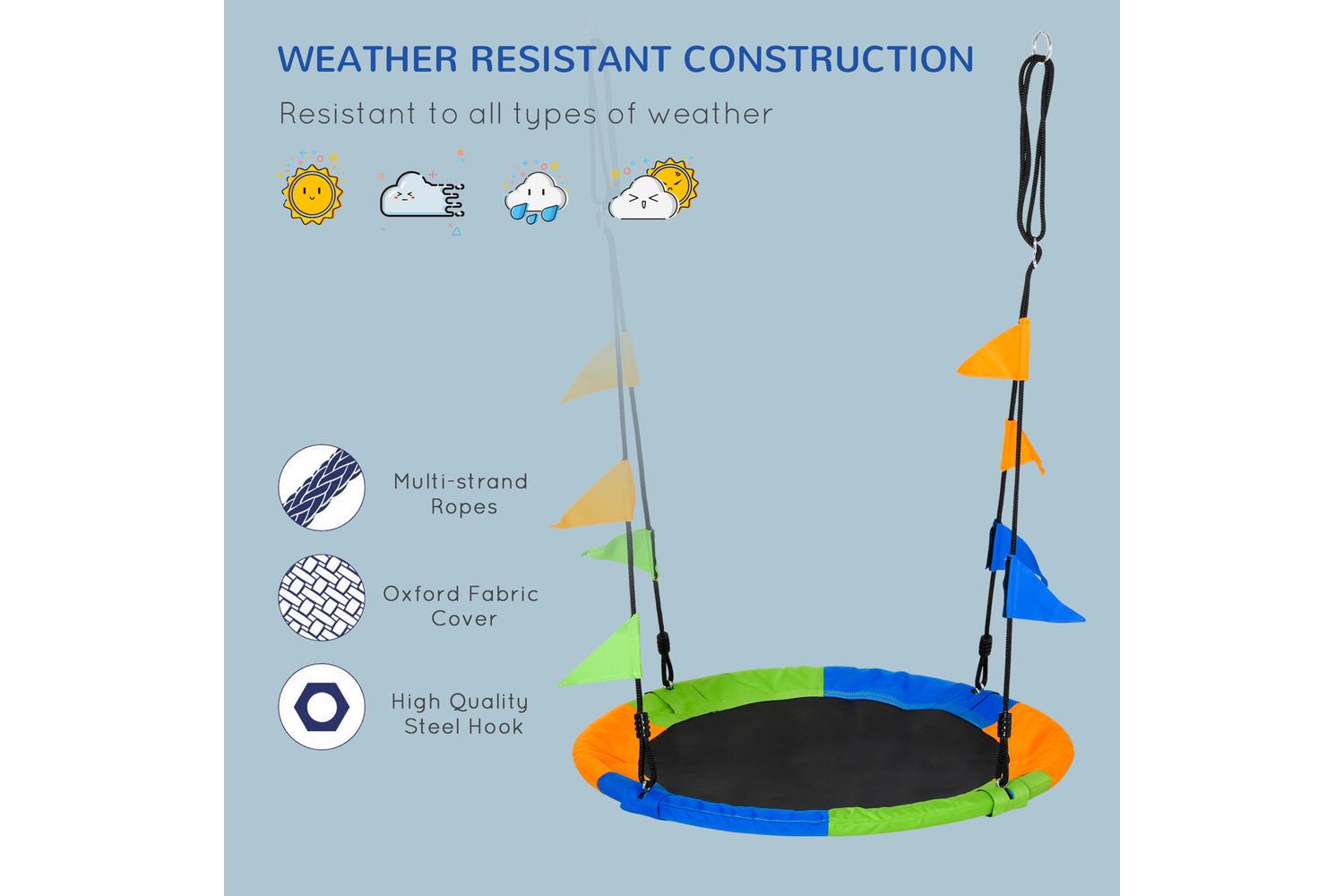 Outsunny 344-031 Saucer Tree Swing Set with Adjustable Rope | Blue/Green/Orange-5