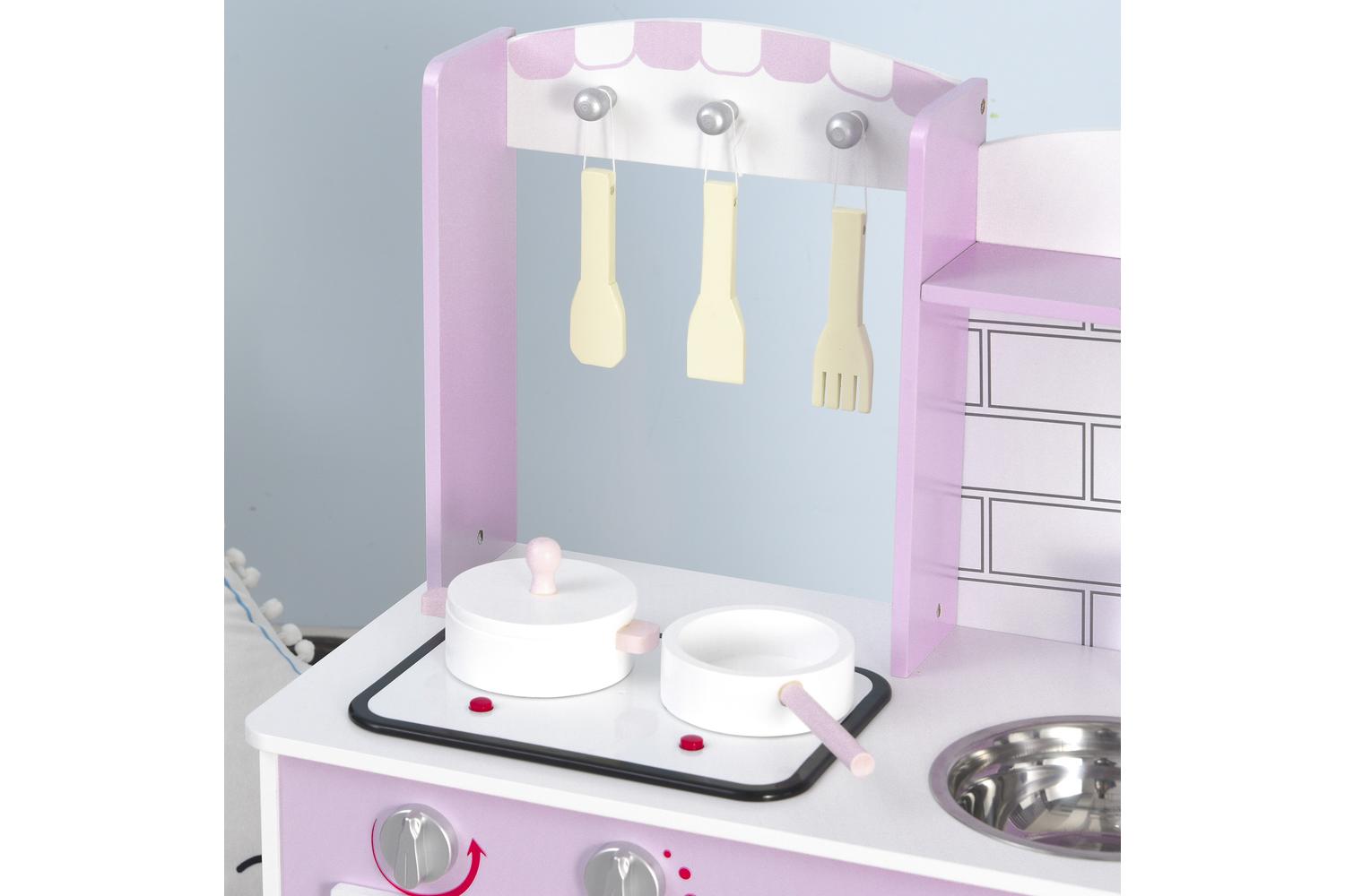 Homcom 350-081 Kids Pretend Kitchen Playset | Pink-9