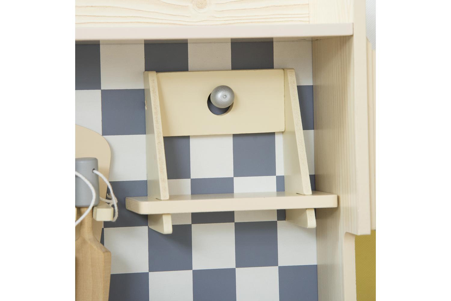 Homcom 350-107 Kids Wooden Kitchen Playset | Nature Wood/White-7