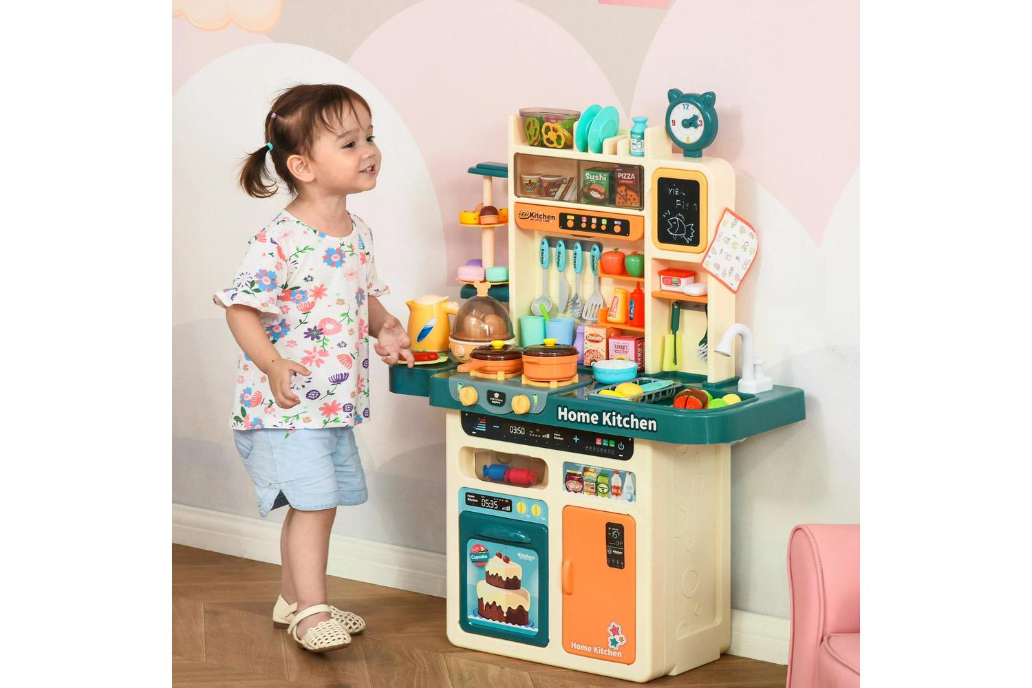 Homcom 350-118 Kids Kitchen Playset | Beige/Green
