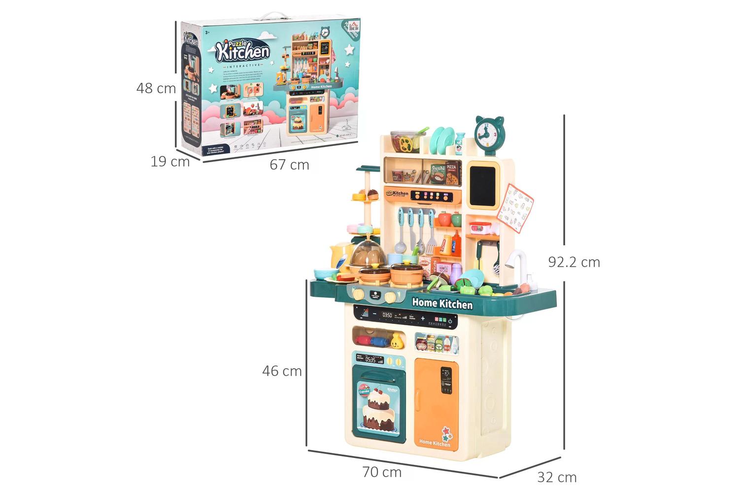 Homcom 350-118 Kids Kitchen Playset | Beige/Green-2