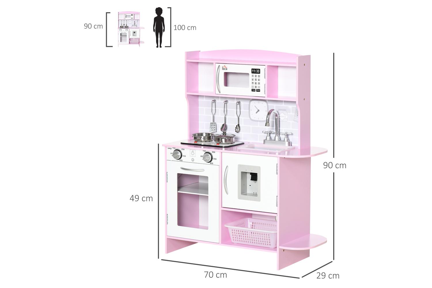 Homcom 350-135V00PK Kids Kitchen Playset | Pink-2