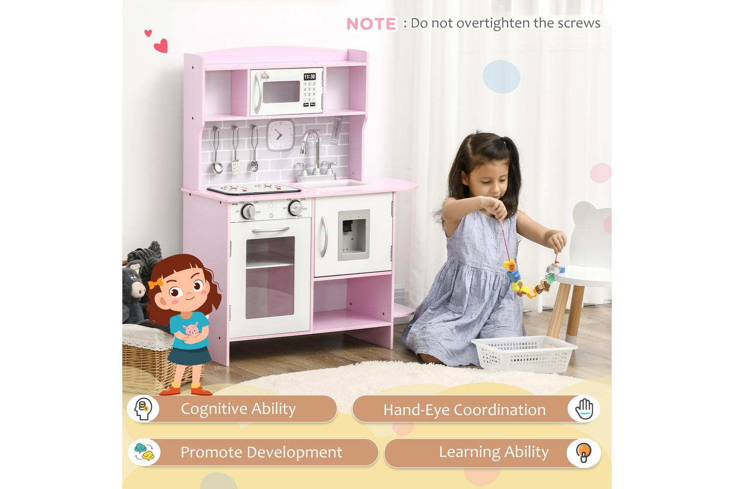 Homcom 350-135V00PK Kids Kitchen Playset | Pink-5