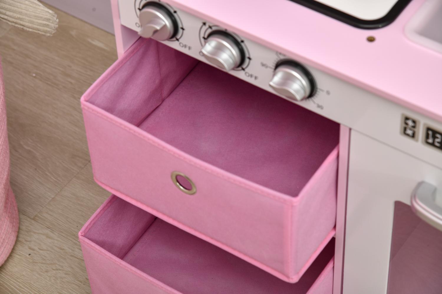 Homcom 350-136V80PK Kids Kitchen Playset | Pink-2