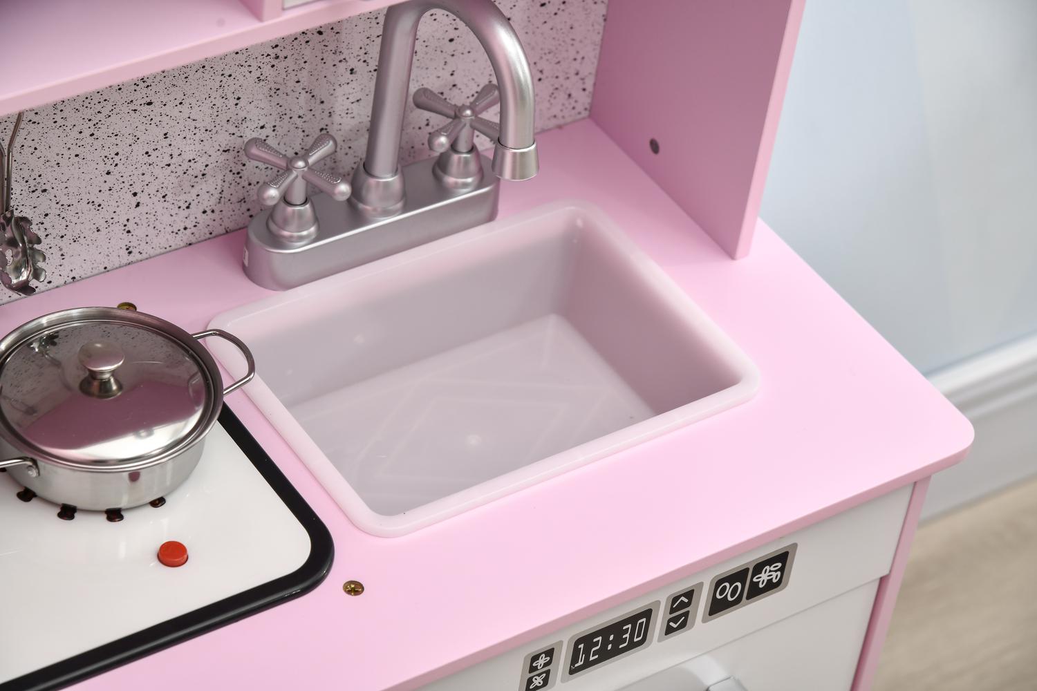 Homcom 350-136V80PK Kids Kitchen Playset | Pink-3