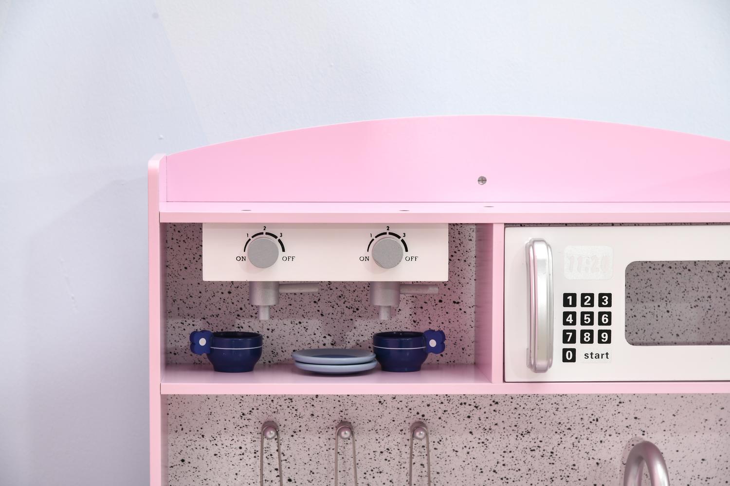 Homcom 350-136V80PK Kids Kitchen Playset | Pink-4