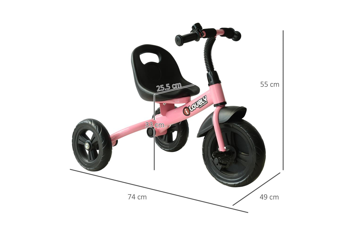 Homcom 370-024PK Kids Toddler Three Wheel Plastic Tricycle Bike | Pink-2