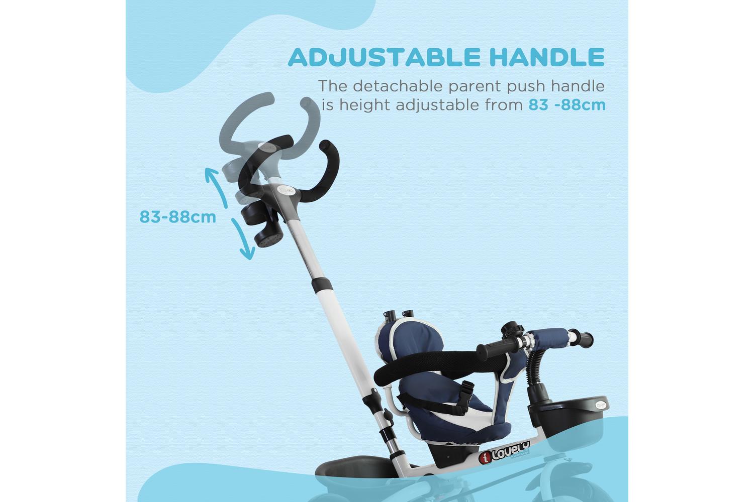 Homcom 370-061BU Kids Tricycle Stroller | Canopy Blue-6