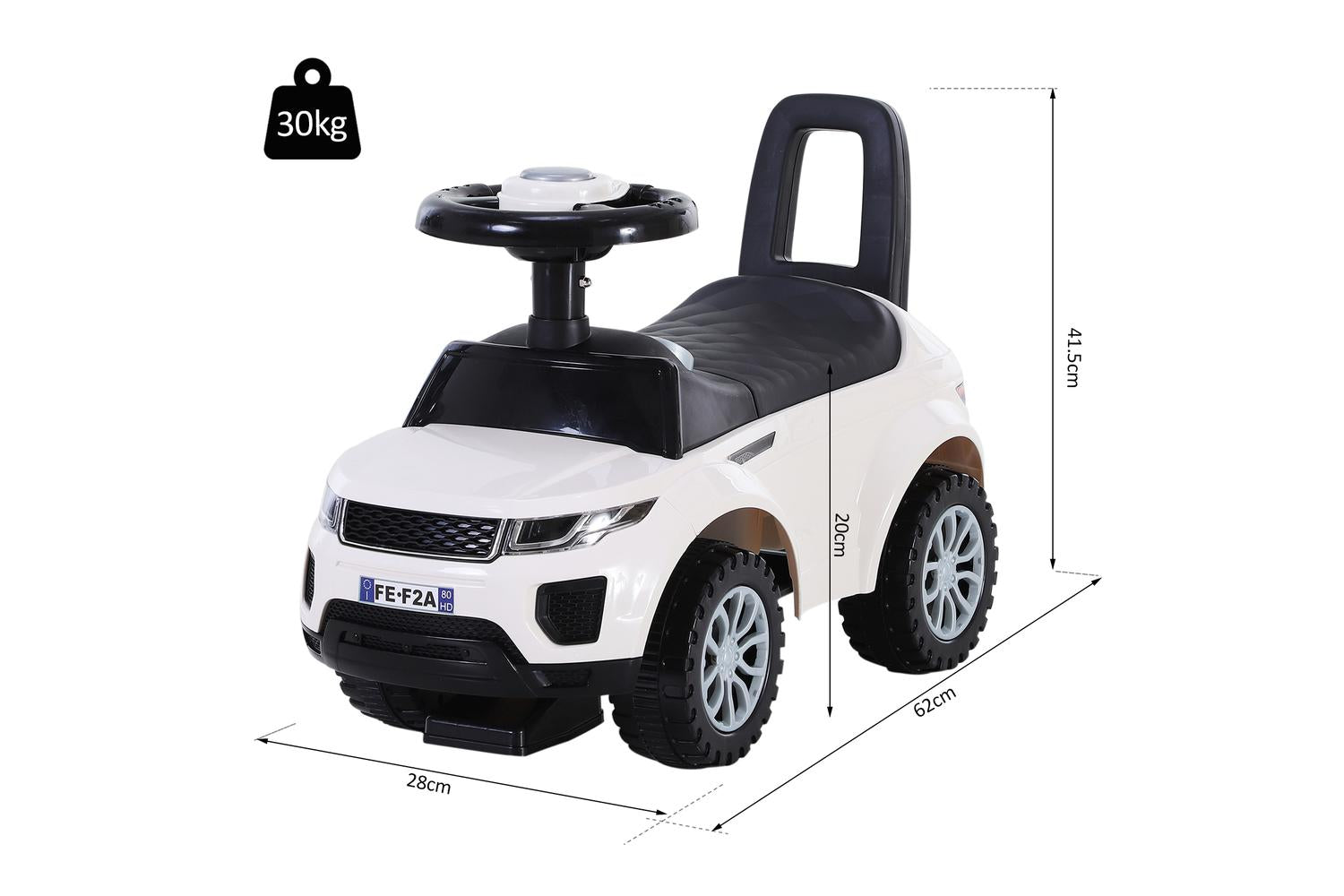 Homcom 370-083WT Kids Sliding Car | White-2