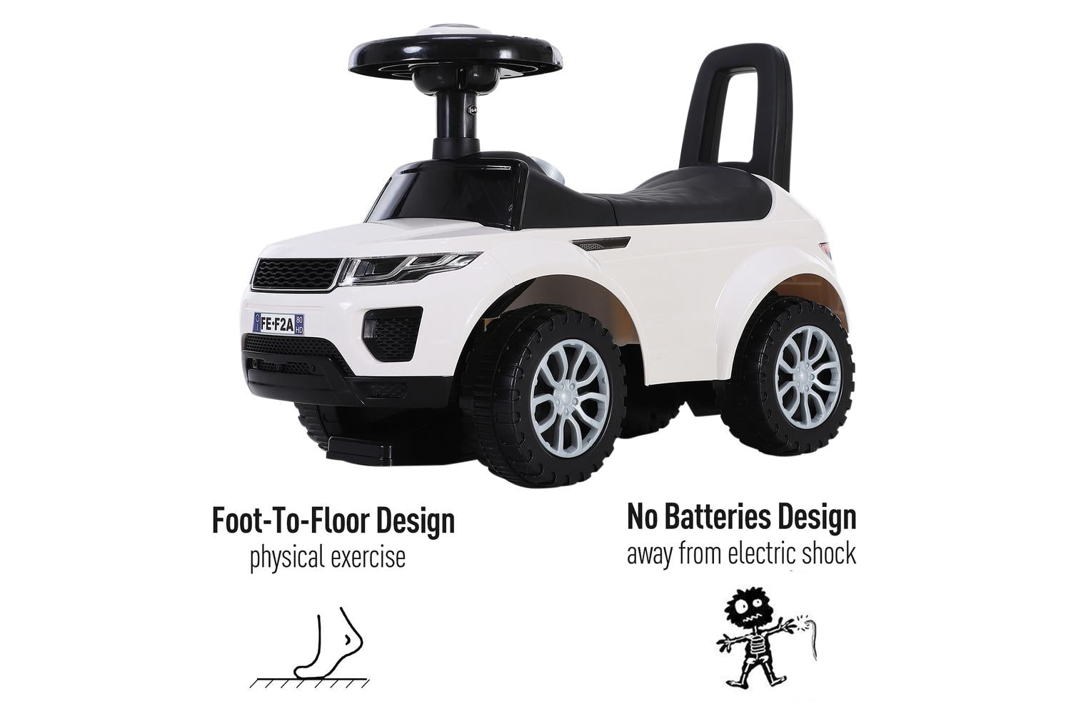 Homcom 370-083WT Kids Sliding Car | White-4