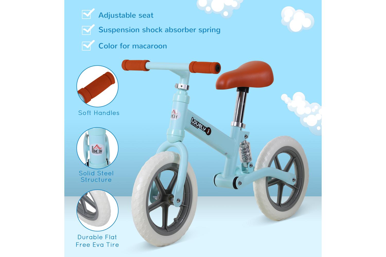 Homcom 370-090BU Kids Balance Bike | Blue-4