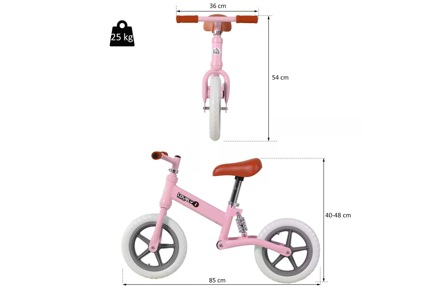 Homcom 370-090PK Kids Balance Bike | Pink-2