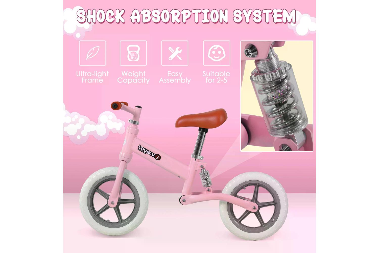 Homcom 370-090PK Kids Balance Bike | Pink-4