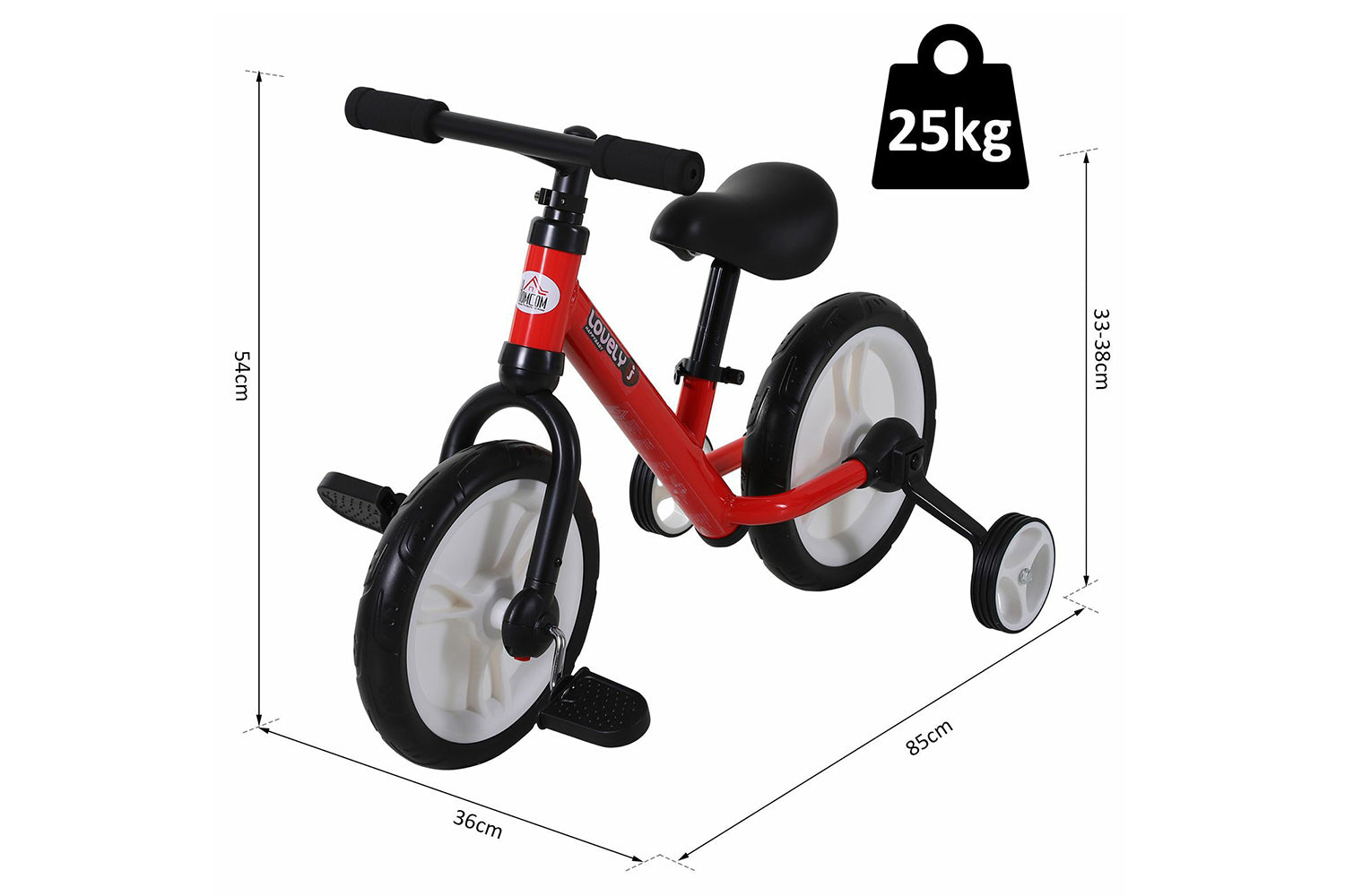 Homcom 370-091RD Kids Balance Bike | Red-5