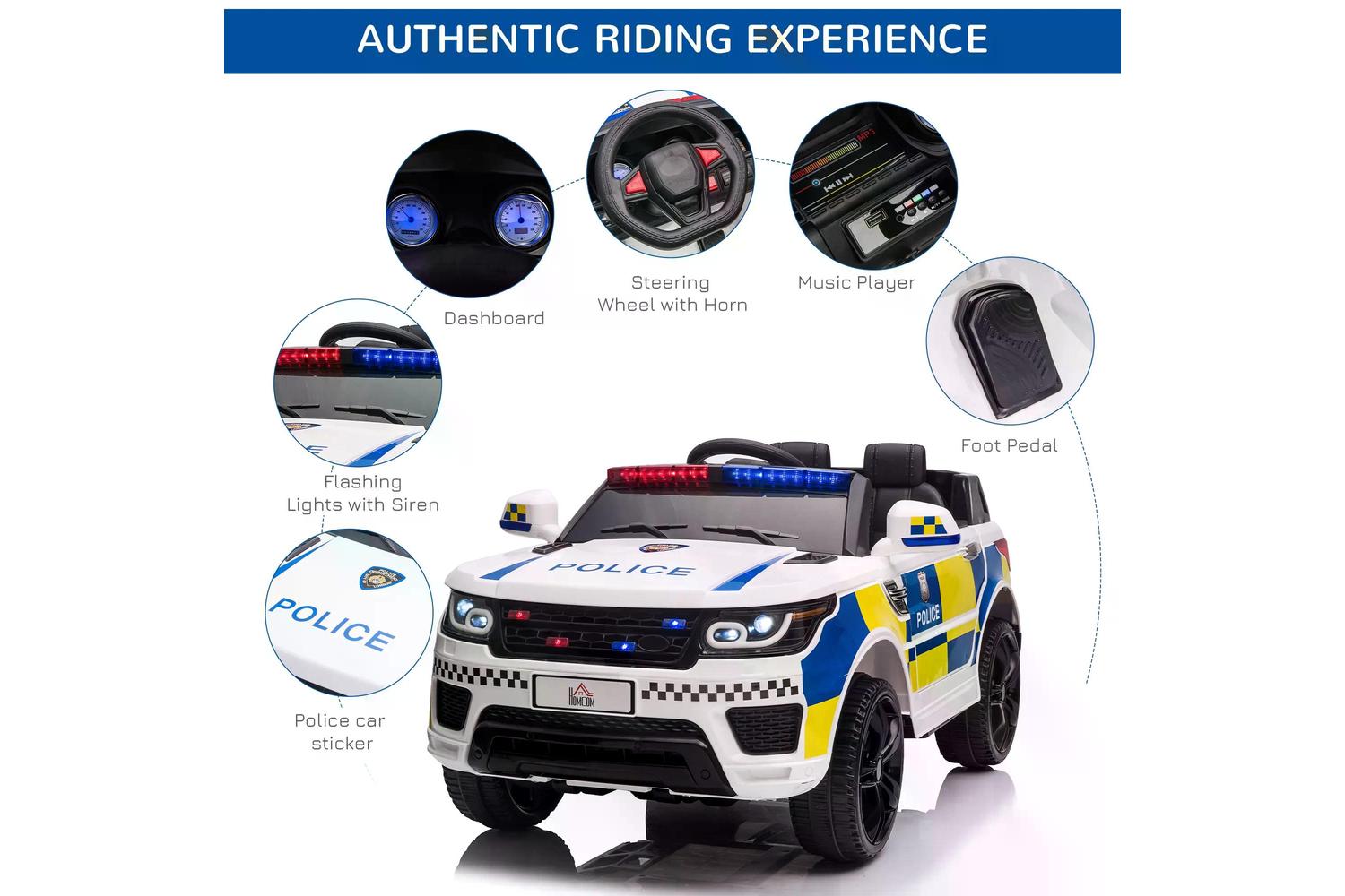 Homcom 370-187V70 Electric Ride-on Car | White-3