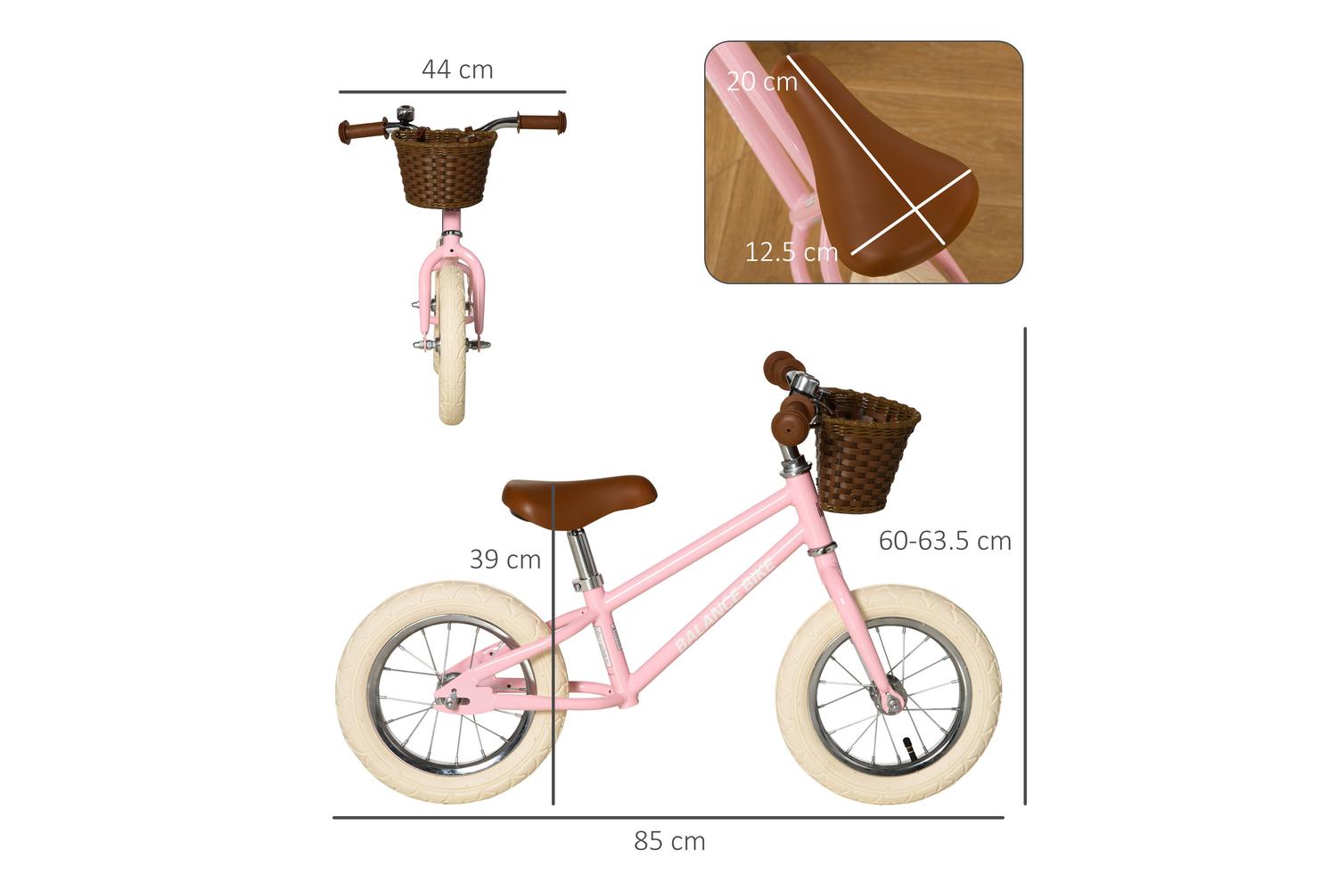 Homcom 370-206PK 12" Kids Balance Toddler Bike | Red-2
