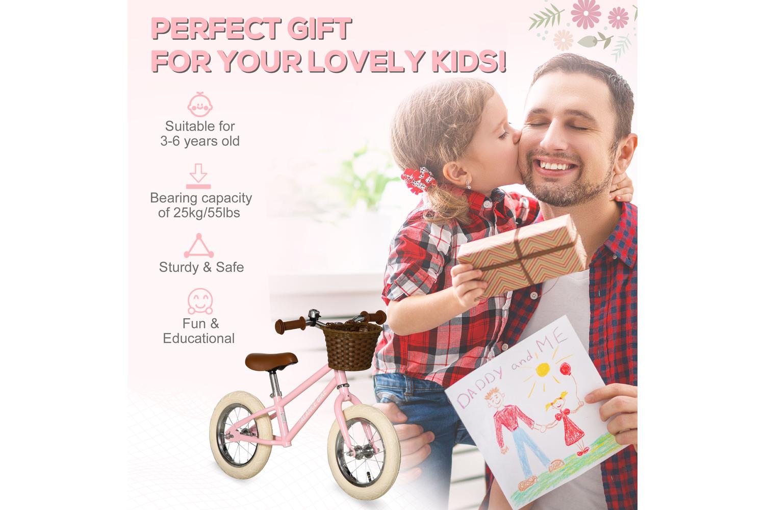 Homcom 370-206PK 12" Kids Balance Toddler Bike | Red-3