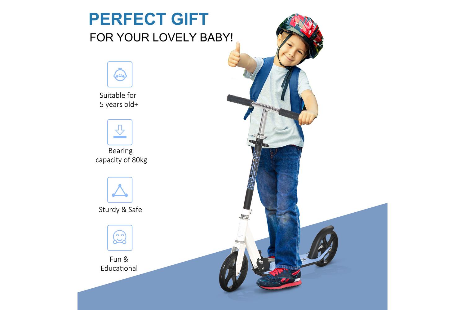 Homcom 371-005 Kids Folding Kick Scooter | Blue-3