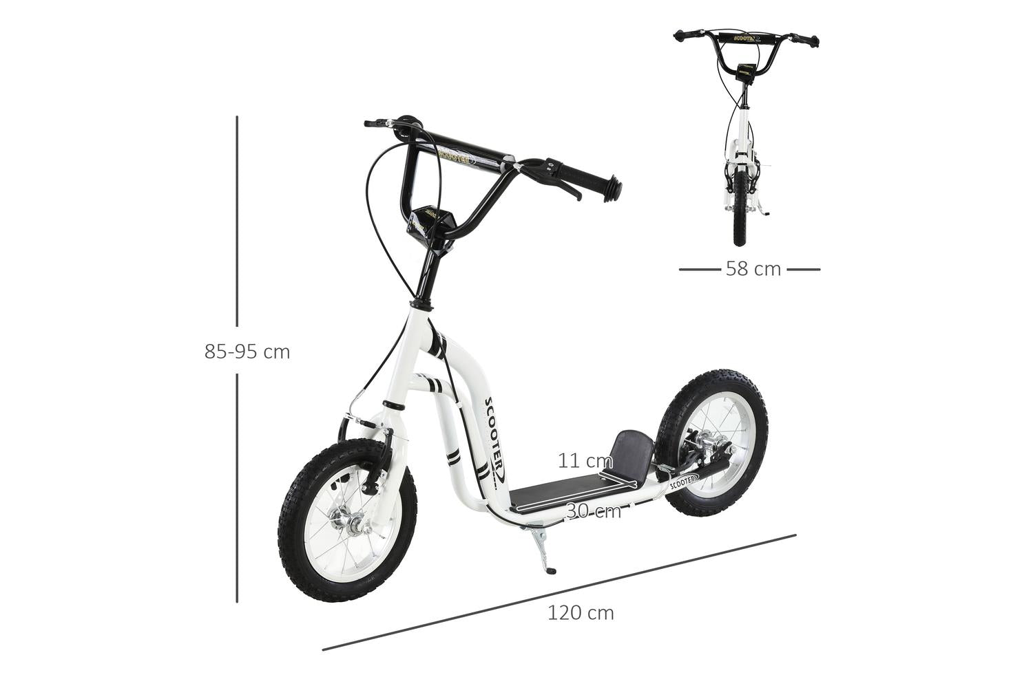 Homcom 371-017WT Kids Kick Scooter | White-2