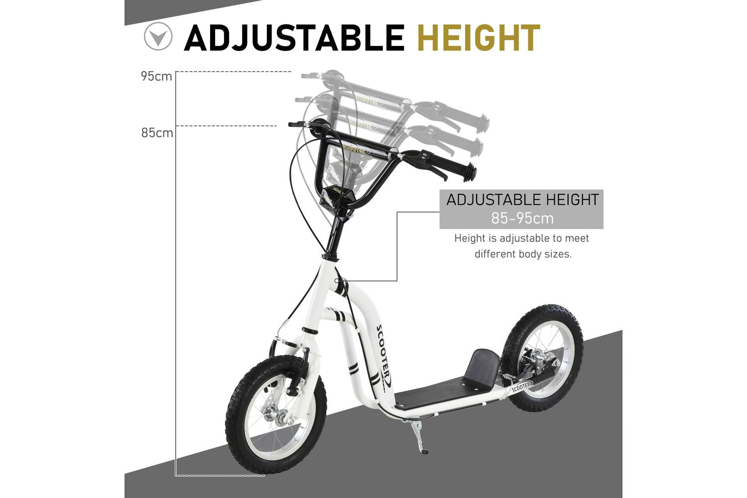 Homcom 371-017WT Kids Kick Scooter | White-3