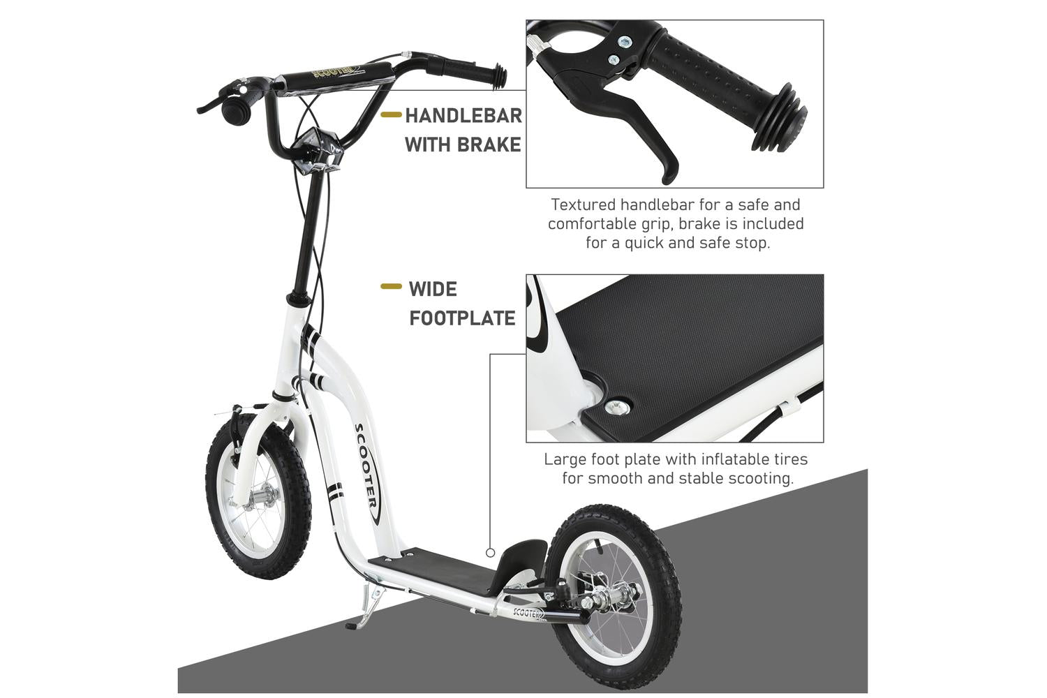 Homcom 371-017WT Kids Kick Scooter | White-4