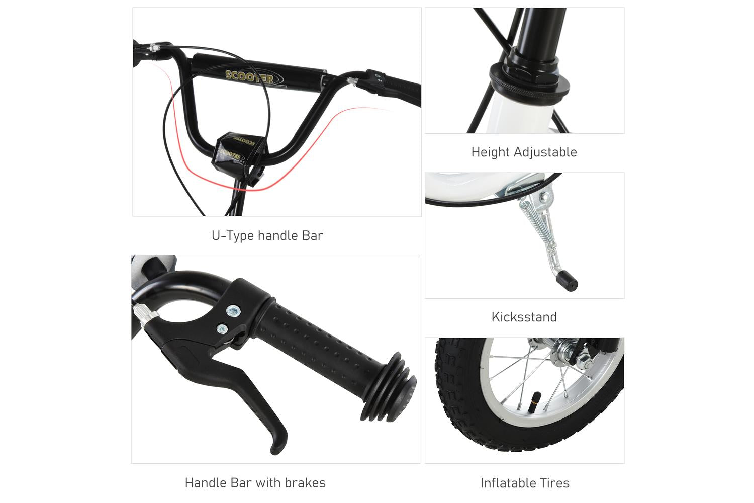 Homcom 371-017WT Kids Kick Scooter | White-6