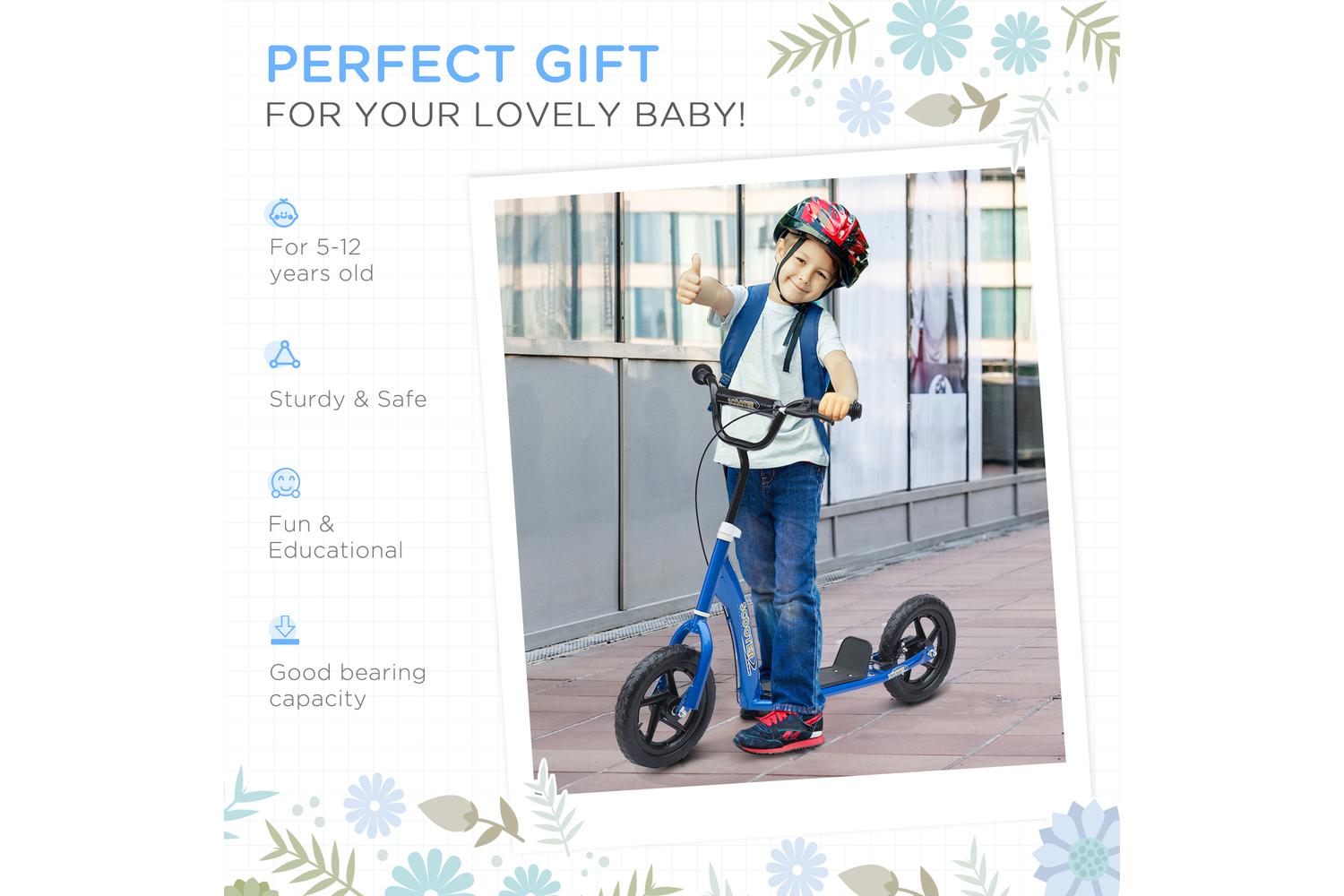 Homcom 371-027BU Kids Kick Scooter | Blue-3