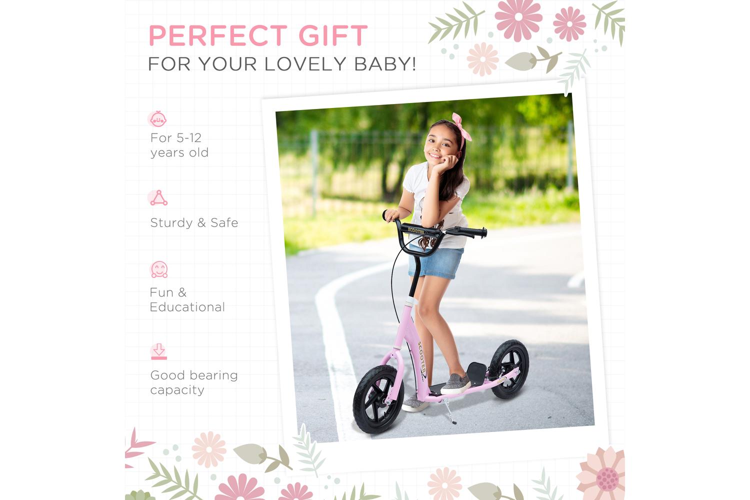 Homcom 371-027PK Kids Bicycle Scooter | Pink-3
