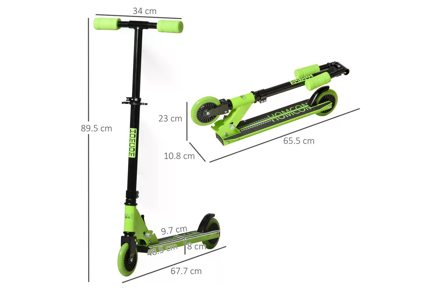 Homcom 371-036GN Childrens Foldable Kick Scooter | Green