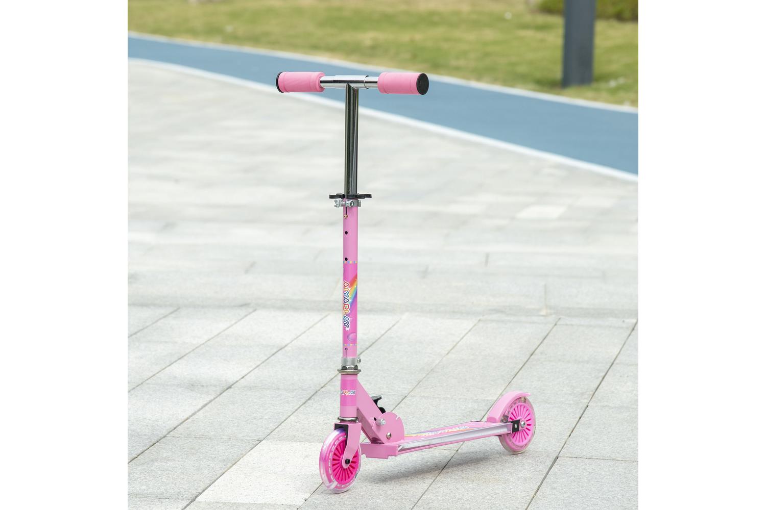 Homcom 371-047V00PK Kids Adjustable Scooter with Lights & Music | Pink-7